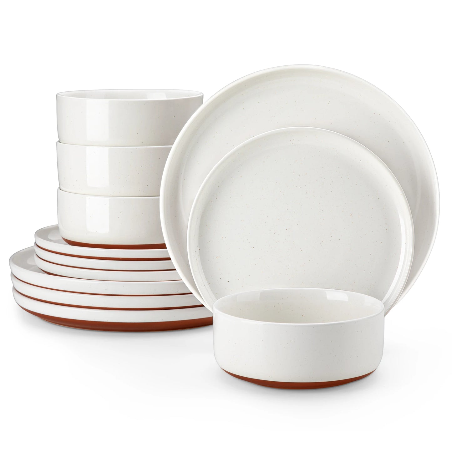 12/24-Piece Elegant Dinnerware Set - Stoneware Plates & Bowls