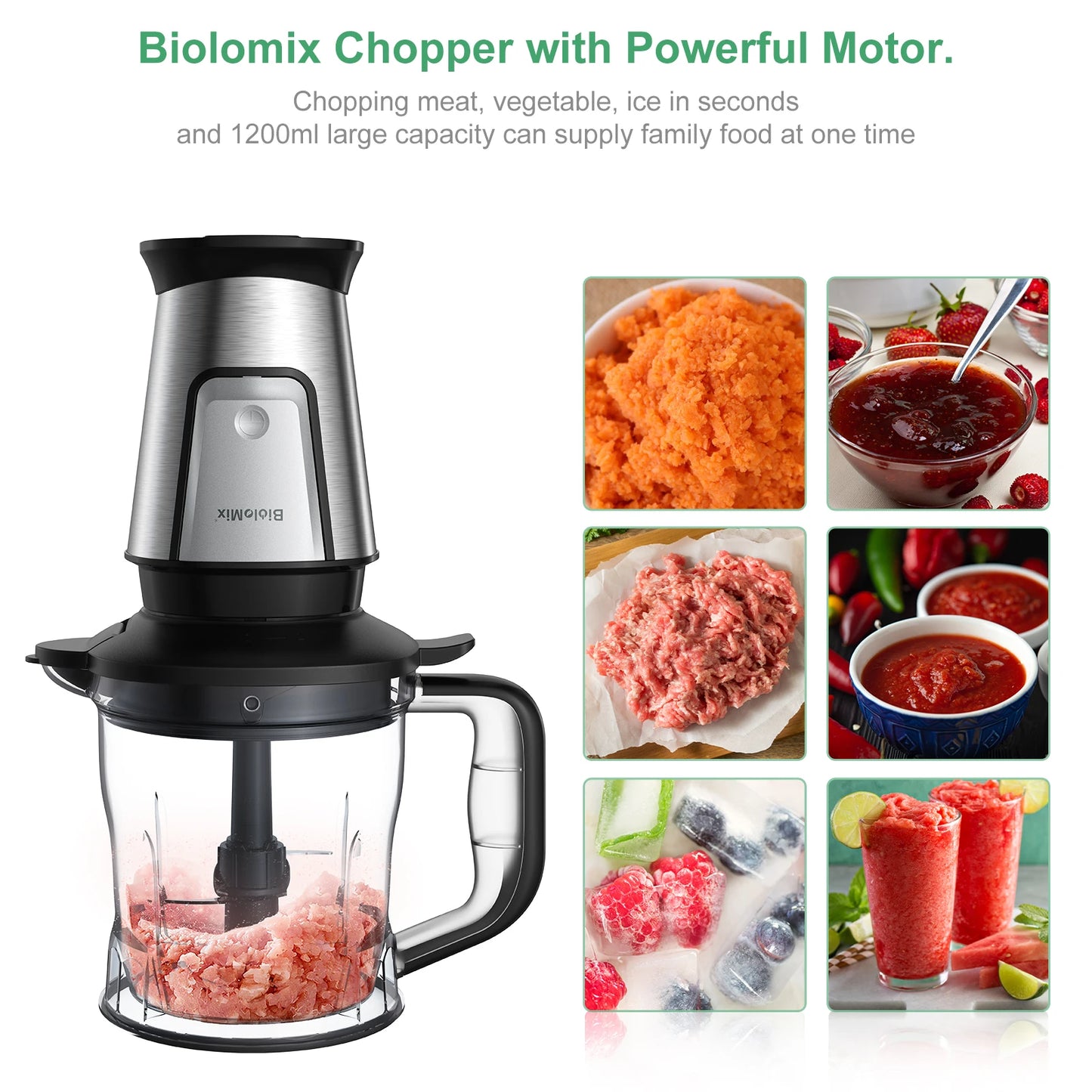 BioloMix 3-in-1 Kitchen System: Blender, Chopper & Grinder