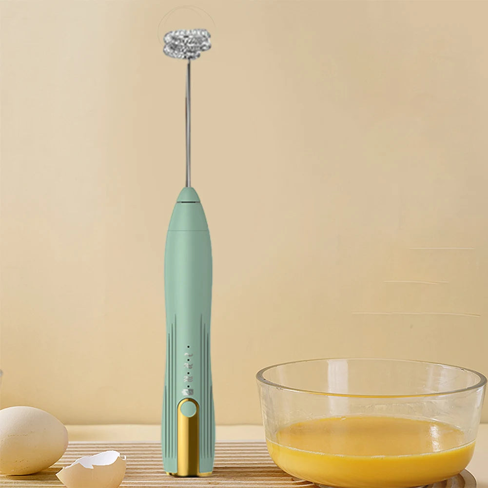 Mini Electric Milk Frother - 3 Speeds, USB Rechargeable, 14000 RPM