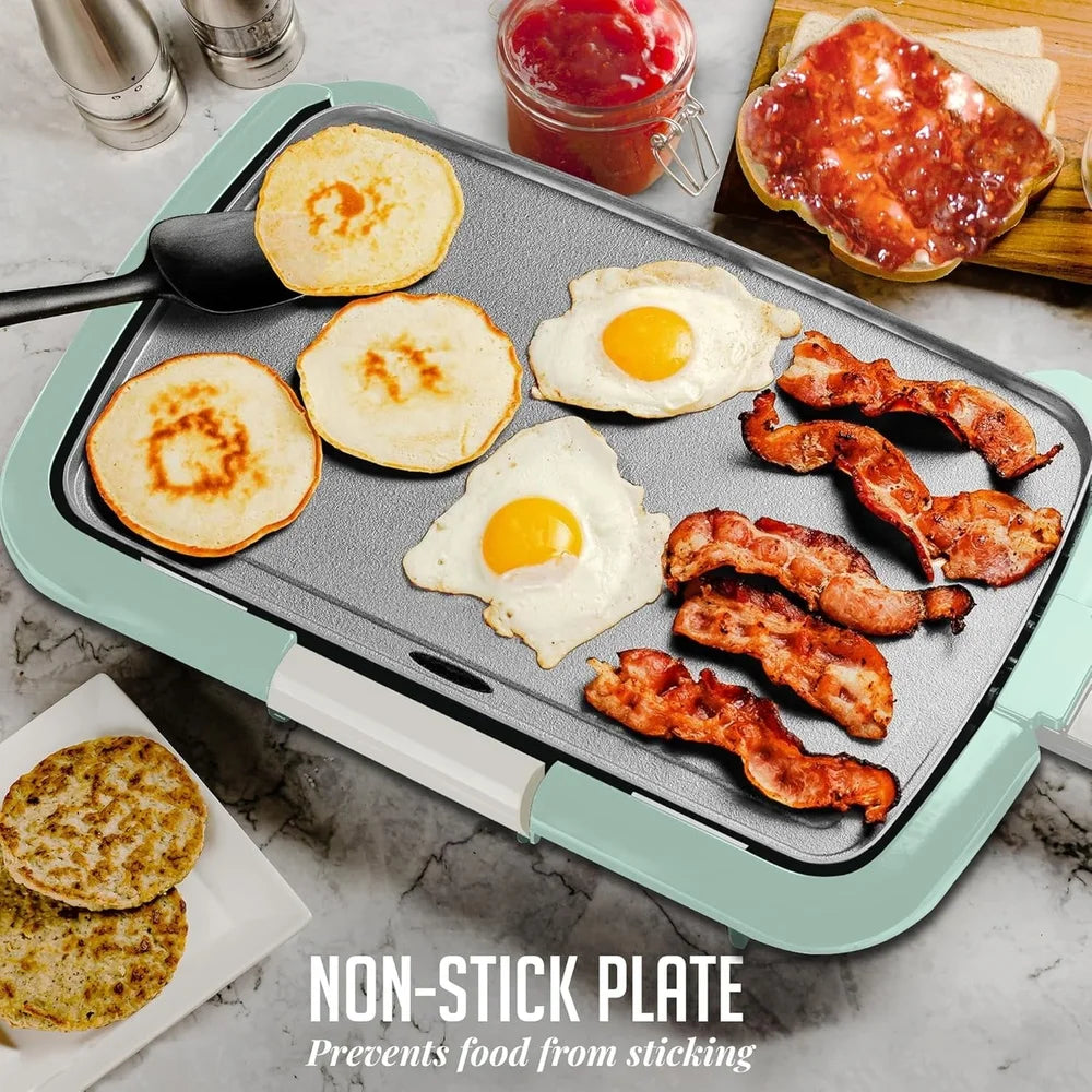 XMSJ 16" x 10" Non-Stick Electric Griddle | Adjustable Temperature Control