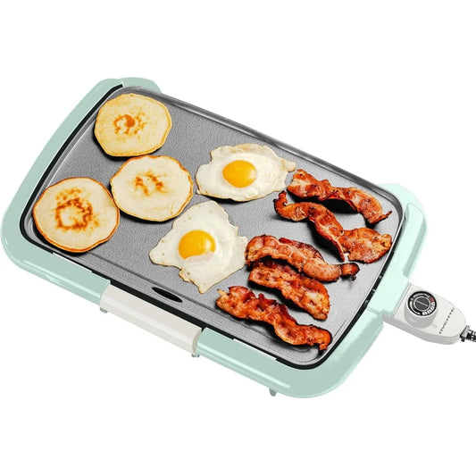 XMSJ 16" x 10" Non-Stick Electric Griddle | Adjustable Temperature Control