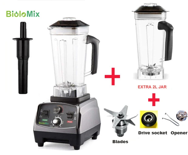 Biolomix 3HP 2200W Blender Timer Juicer 2L BPA Free