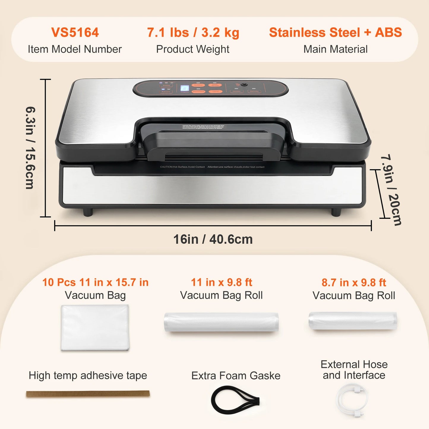 Professional 90KPA Vacuum Sealer Machine | Commercial-Grade Food Saver with Double Seal for Dry & Moist Foods