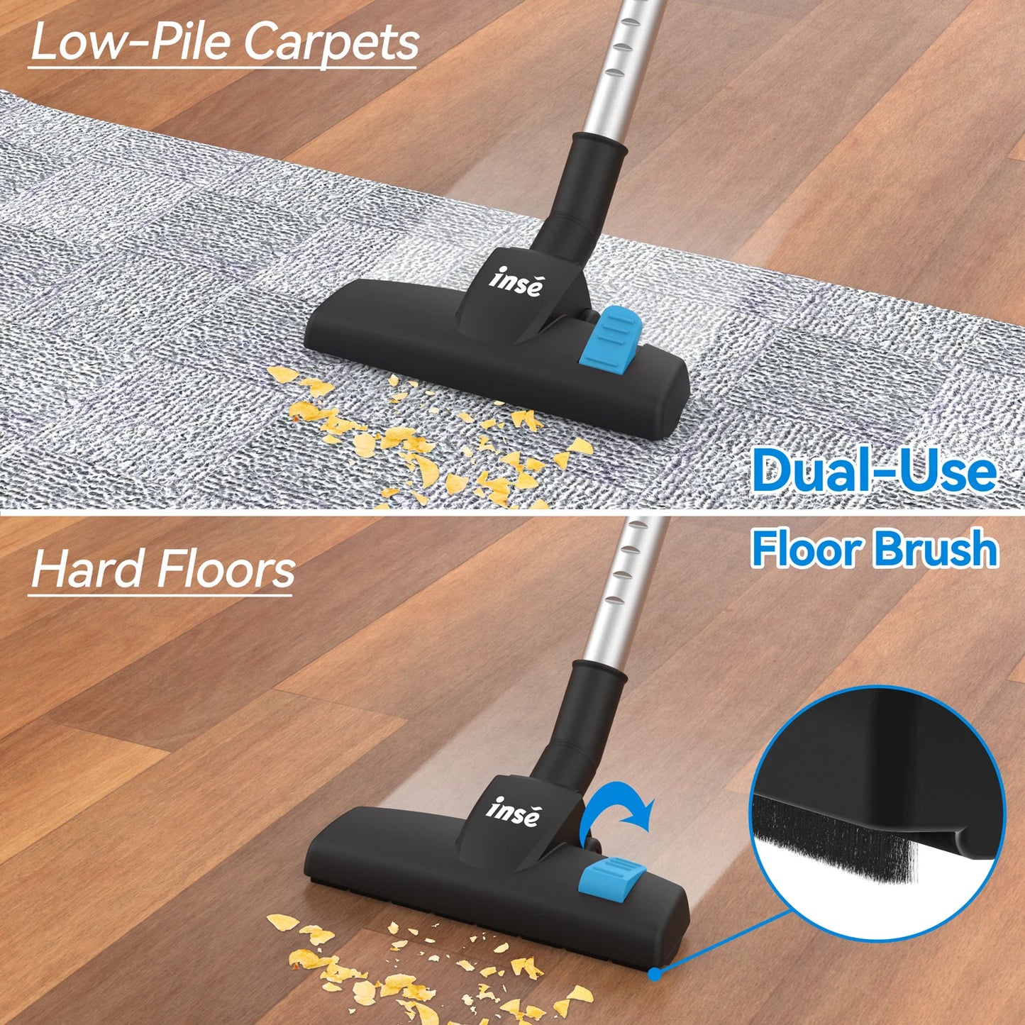 Powerful 600W Corded Vacuum: 18Kpa Suction, 2-in-1 Design