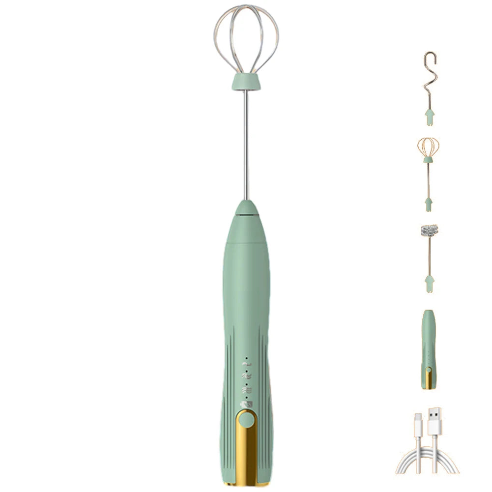 Mini Electric Milk Frother - 3 Speeds, USB Rechargeable, 14000 RPM