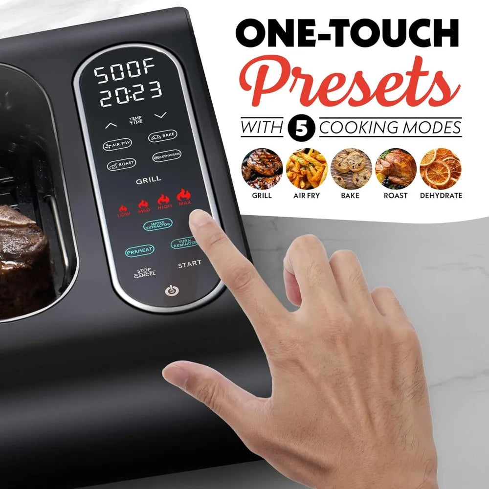 Gourmia5-in-1 Smokeless Grill & Air Fryer: Indoor Grilling Perfection