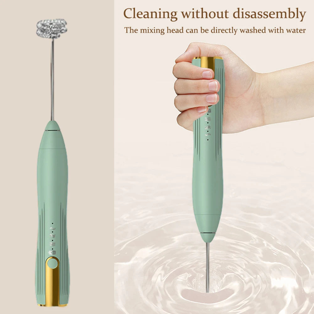 Mini Electric Milk Frother - 3 Speeds, USB Rechargeable, 14000 RPM