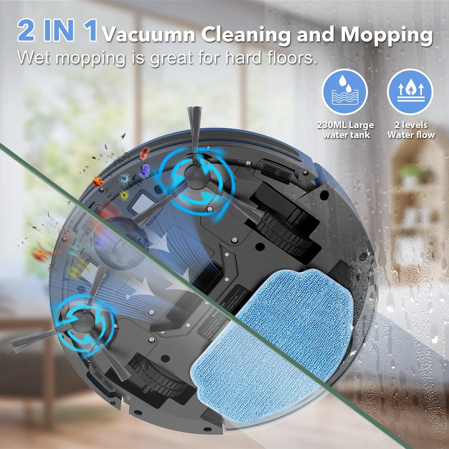 Rayfurn BR151 2-in-1 Slim Robot Vacuum & Mop with App Control