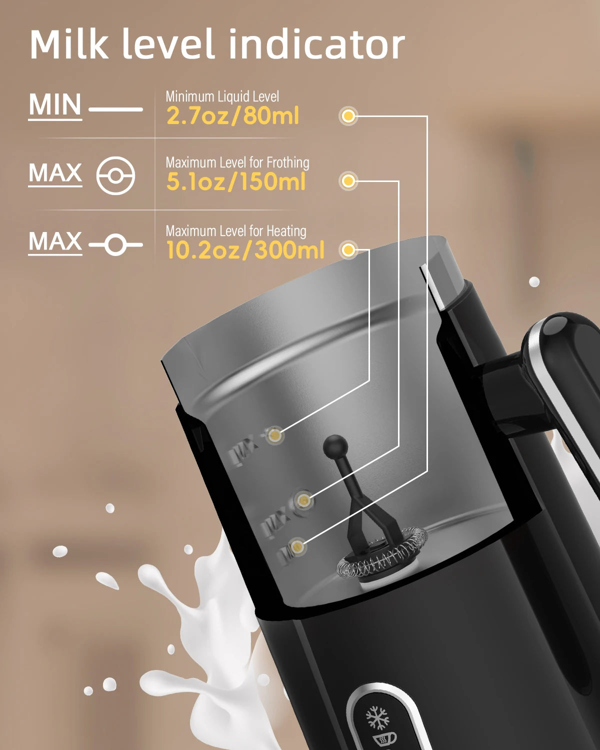 BioloMix 4-in-1 Electric Milk Frother for Hot & Cold Foam