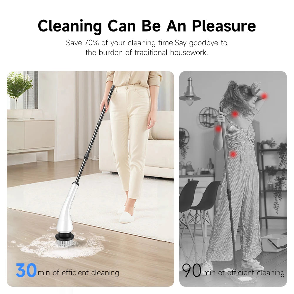 9-in-1 Electric Spin Cleaning Brush | Multifunctional Cordless Scrubber for Kitchen, Bathroom & Home