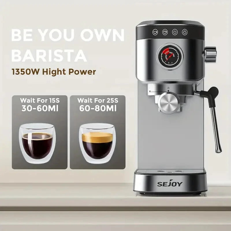 Sejoy 20 Bar Professional Espresso Machine | Cappuccino & Latte Maker with Powerful Steam Wand