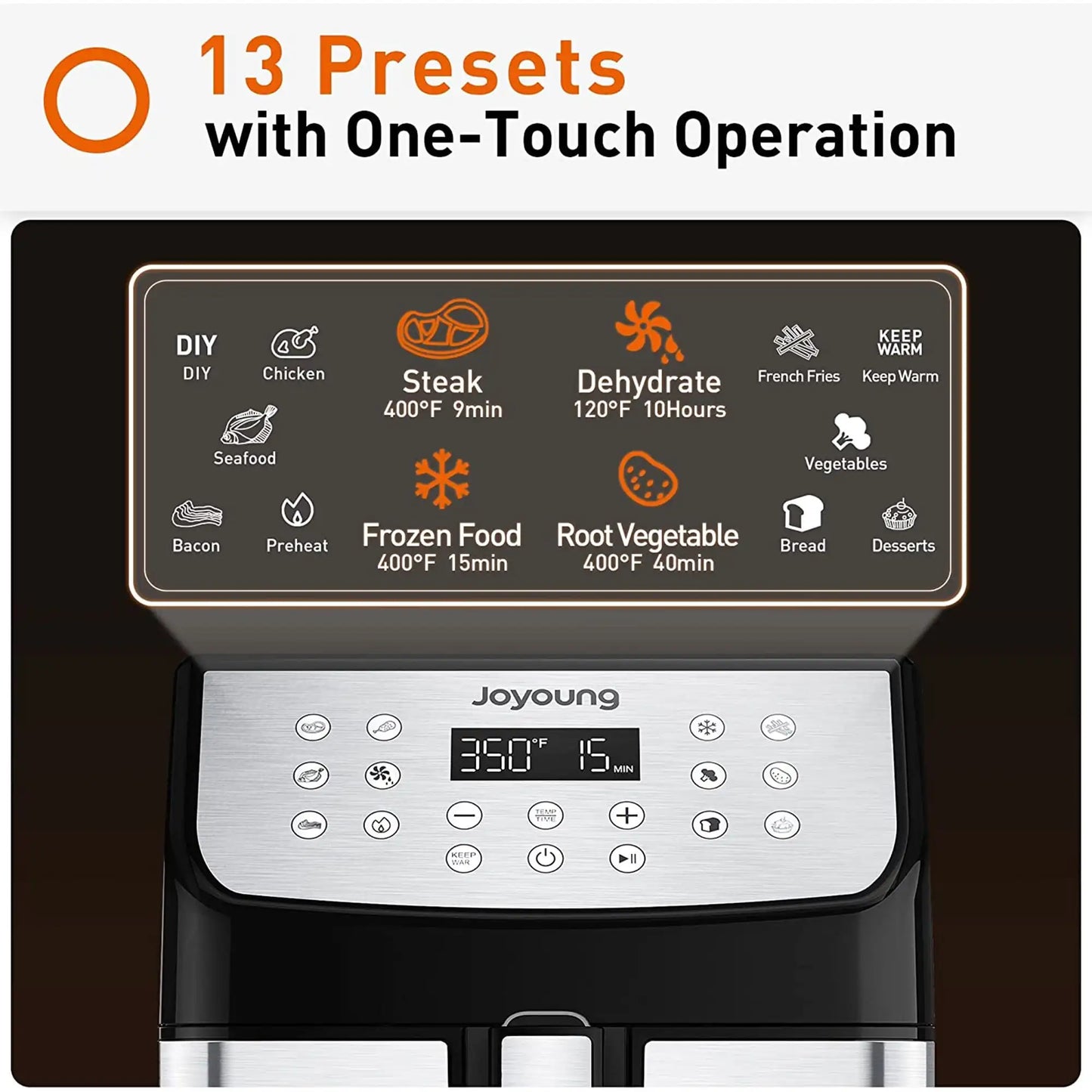5.8QT Double Basket Air Fryer: 13 One-Touch Presets, LED Touchscreen