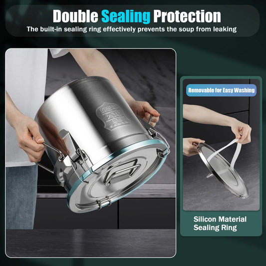 12L Stainless Steel Food Storage Container - Airtight & Durable Kitchen Canister