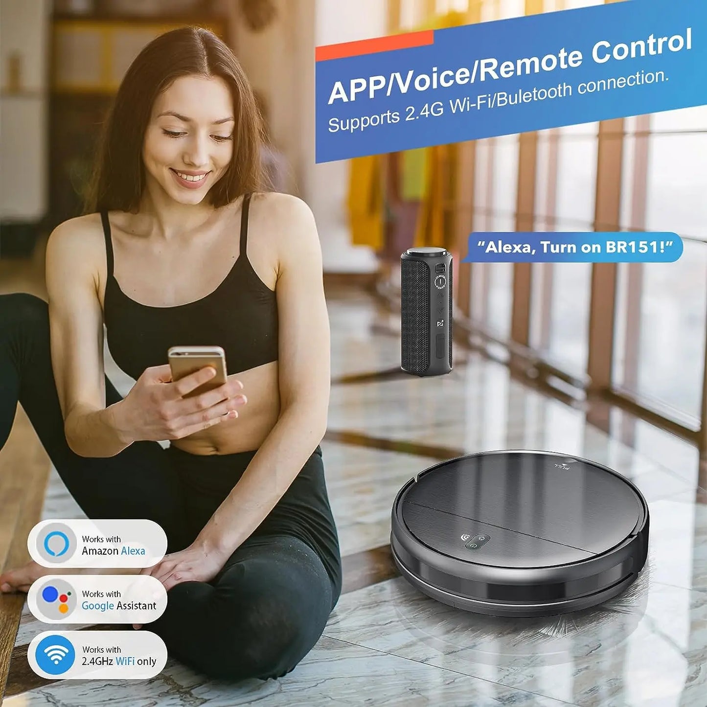 Rayfurn BR151 2-in-1 Slim Robot Vacuum & Mop with App Control