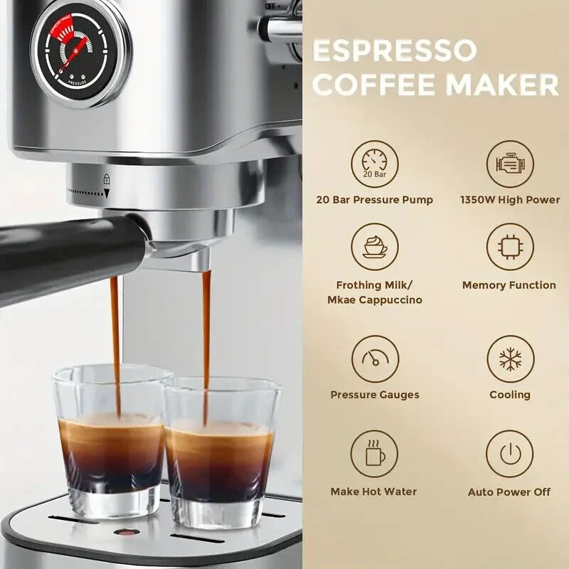Sejoy 20 Bar Professional Espresso Machine | Cappuccino & Latte Maker with Powerful Steam Wand