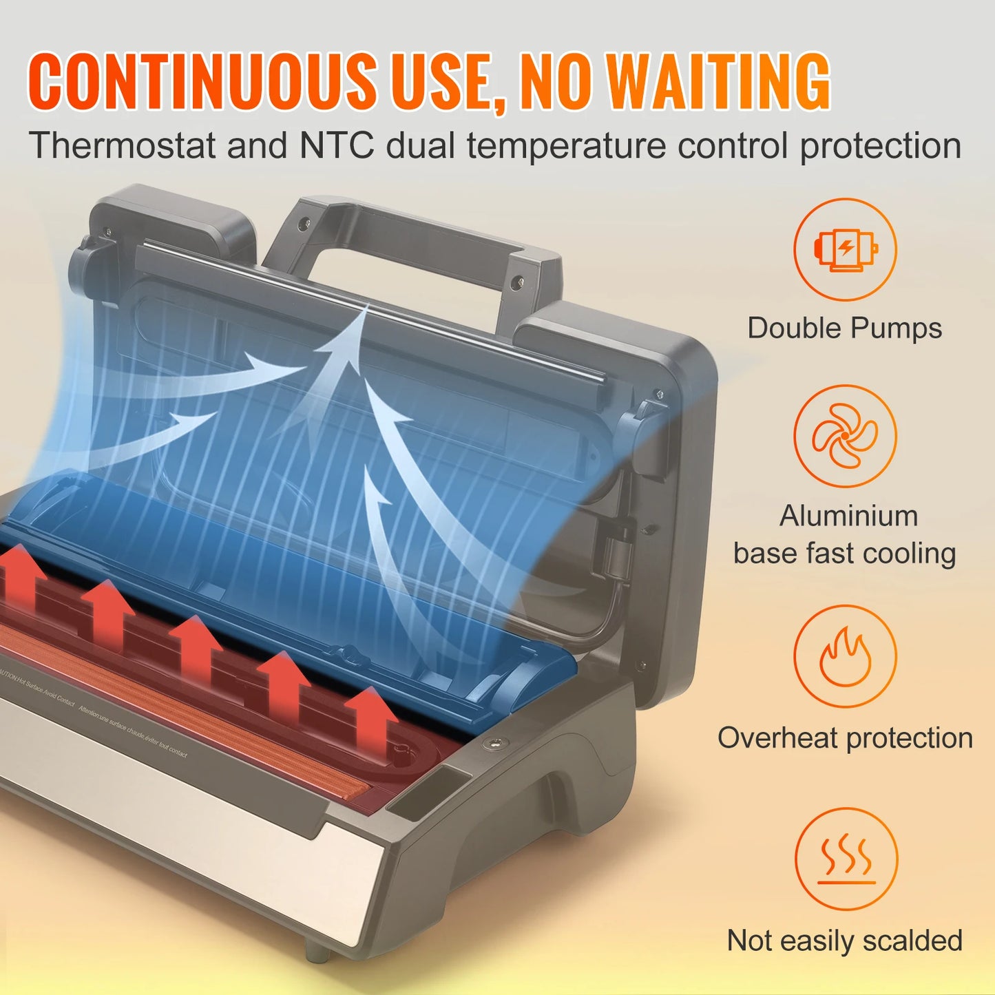 Professional 90KPA Vacuum Sealer Machine | Commercial-Grade Food Saver with Double Seal for Dry & Moist Foods