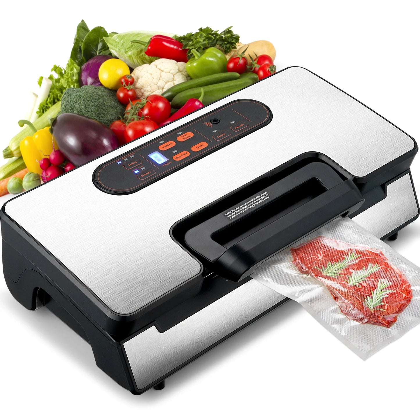 Professional 90KPA Vacuum Sealer Machine | Commercial-Grade Food Saver with Double Seal for Dry & Moist Foods