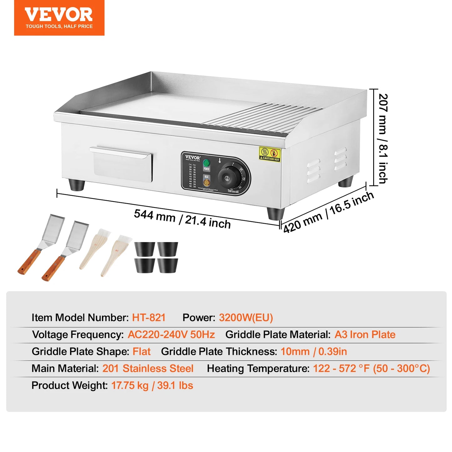 Commercial Electric Griddle | Heavy-Duty Cast Iron Countertop Flat Top Grill for Teppanyaki & Breakfast