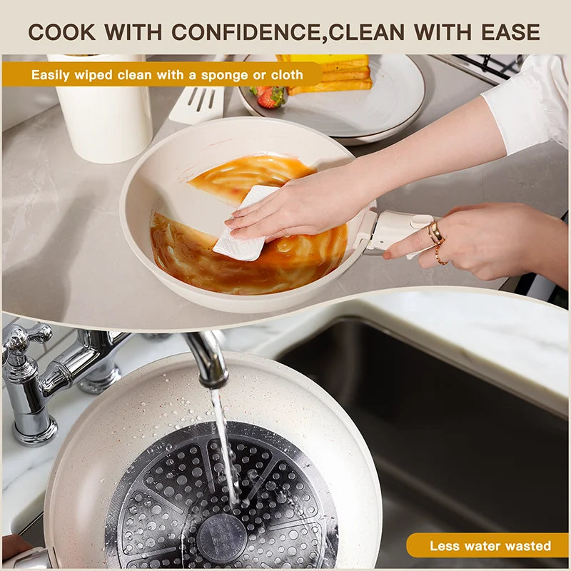 21-Piece Ceramic Cookware Set - Milky White Non-Stick Pots & Pans