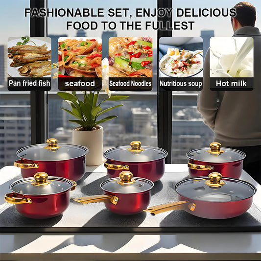 12-Piece Red Cookware Set: Elevate Your Kitchen