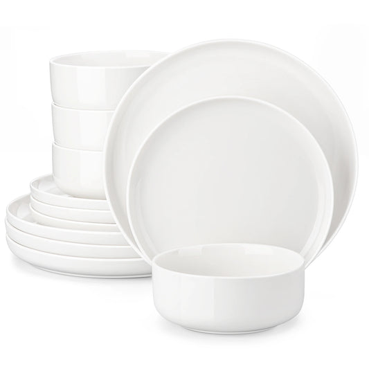 12/24-Piece Porcelain Dinnerware Set - Cartoon Design, Microwave & Dishwasher Safe