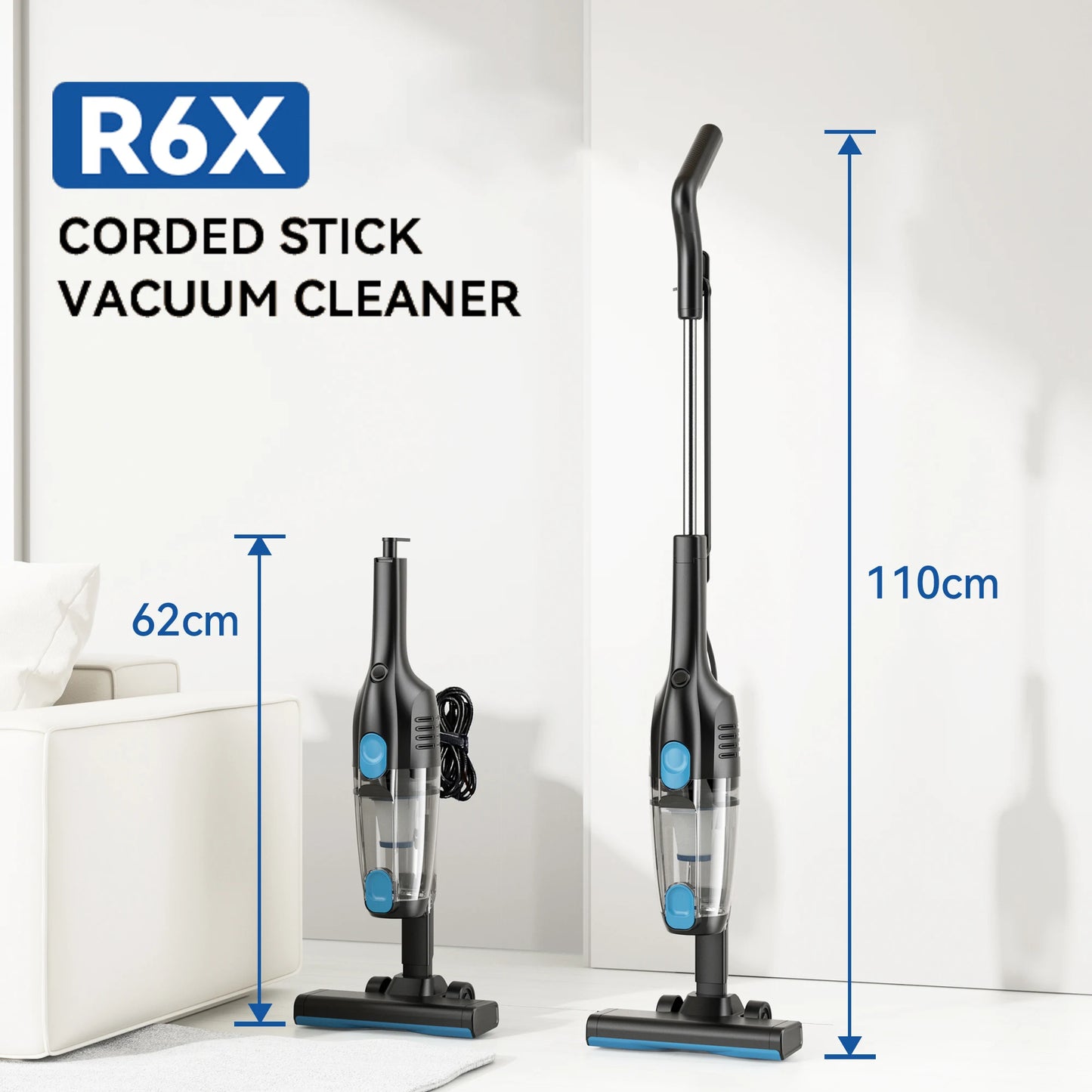 Powerful Corded Vacuum Cleaner: 2-in-1 Stick & Handheld