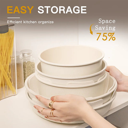 21-Piece Ceramic Cookware Set - Milky White Non-Stick Pots & Pans