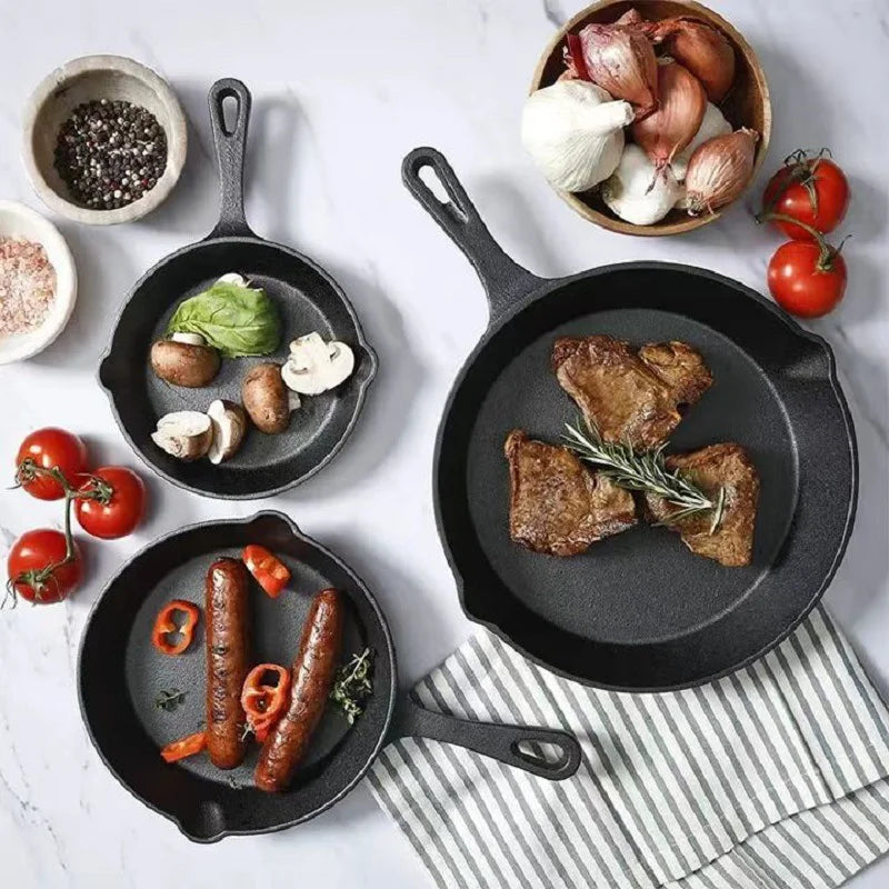 Cast Iron Skillet Set: 3-Piece Uncoated Pan Collection