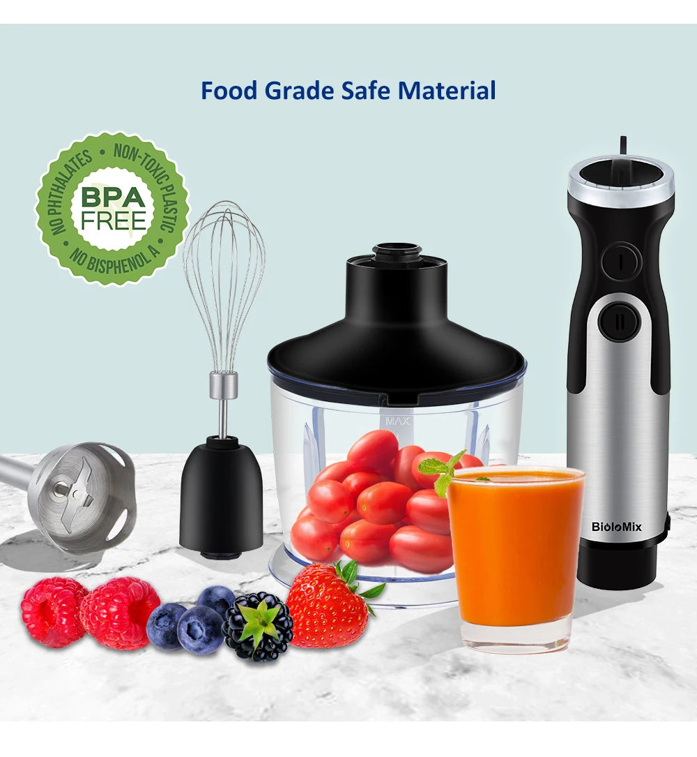5-in-1 Immersion Blender: Powerful 1200W Hand Blender with Chopper & Whisk