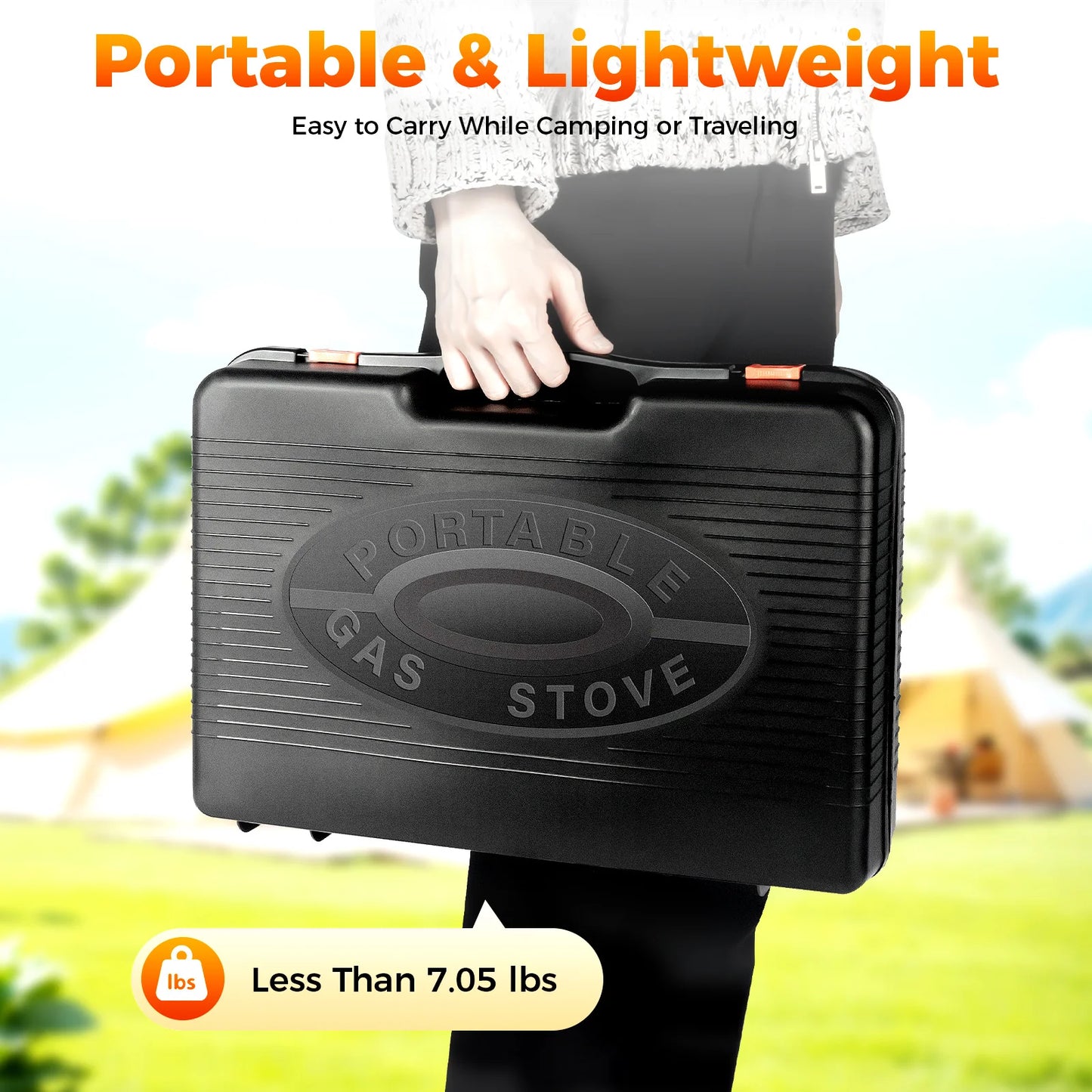 Portable 2-Burner Camping Stove with Grill – Foldable & Lightweight for Outdoor Cooking