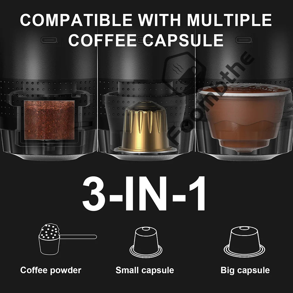 Portable Espresso Maker: 20 Bar Pressure, 3-in-1 Coffee Machine