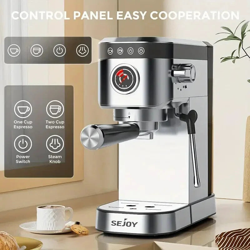 Sejoy 20 Bar Professional Espresso Machine | Cappuccino & Latte Maker with Powerful Steam Wand