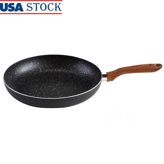 Speckled Nonstick Fry Pan: 8" Aluminum Fry Pan with Wood-Look Handle