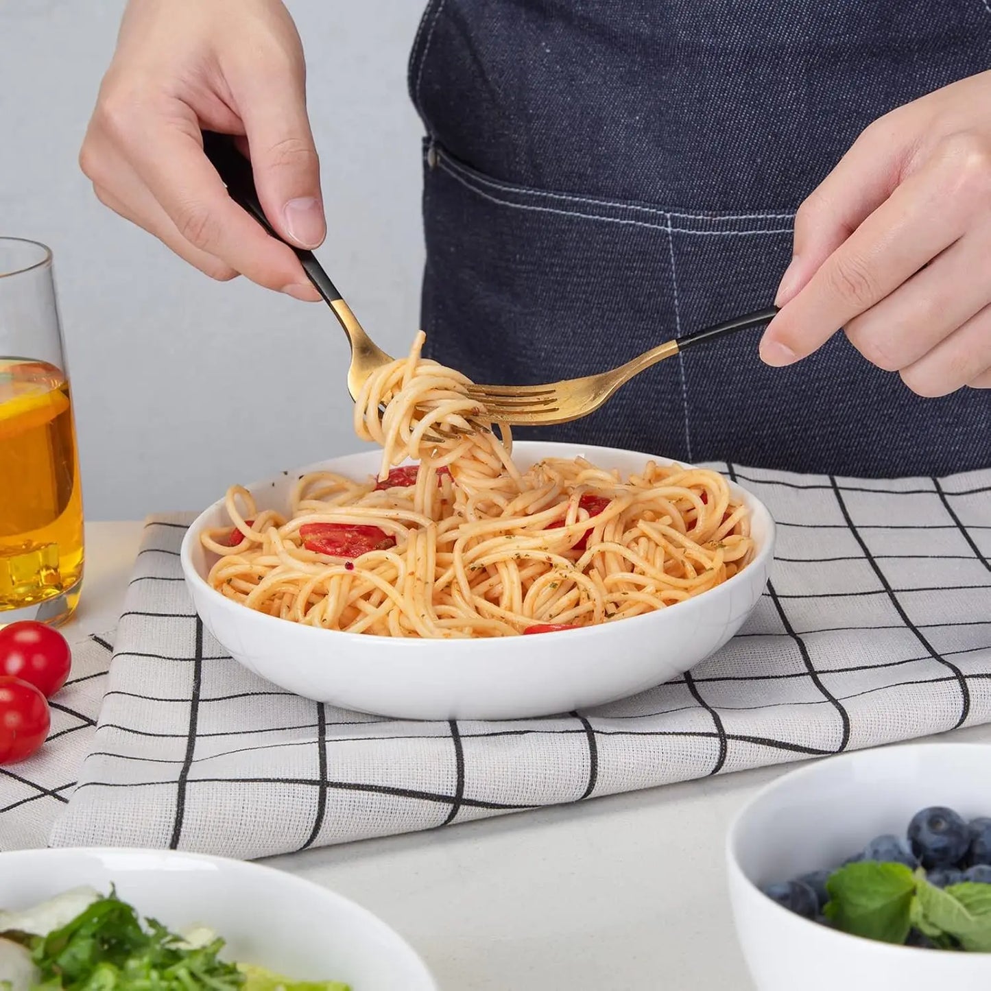 6-Pack 22oz Porcelain Pasta Bowls - Elegant White Ceramic Dinnerware Set