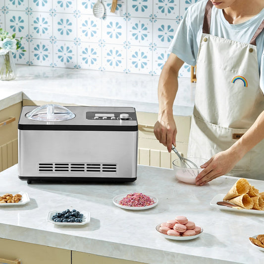 2 Quart Automatic Ice Cream Maker with Compressor | Make Gelato, Sorbet & Frozen Yogurt in 1 Hour - No Pre-Freezing!