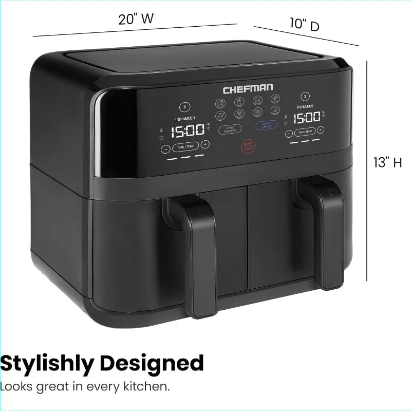 Dual Basket Air Fryer - 6 Quart Capacity, Extra Crispy Finish