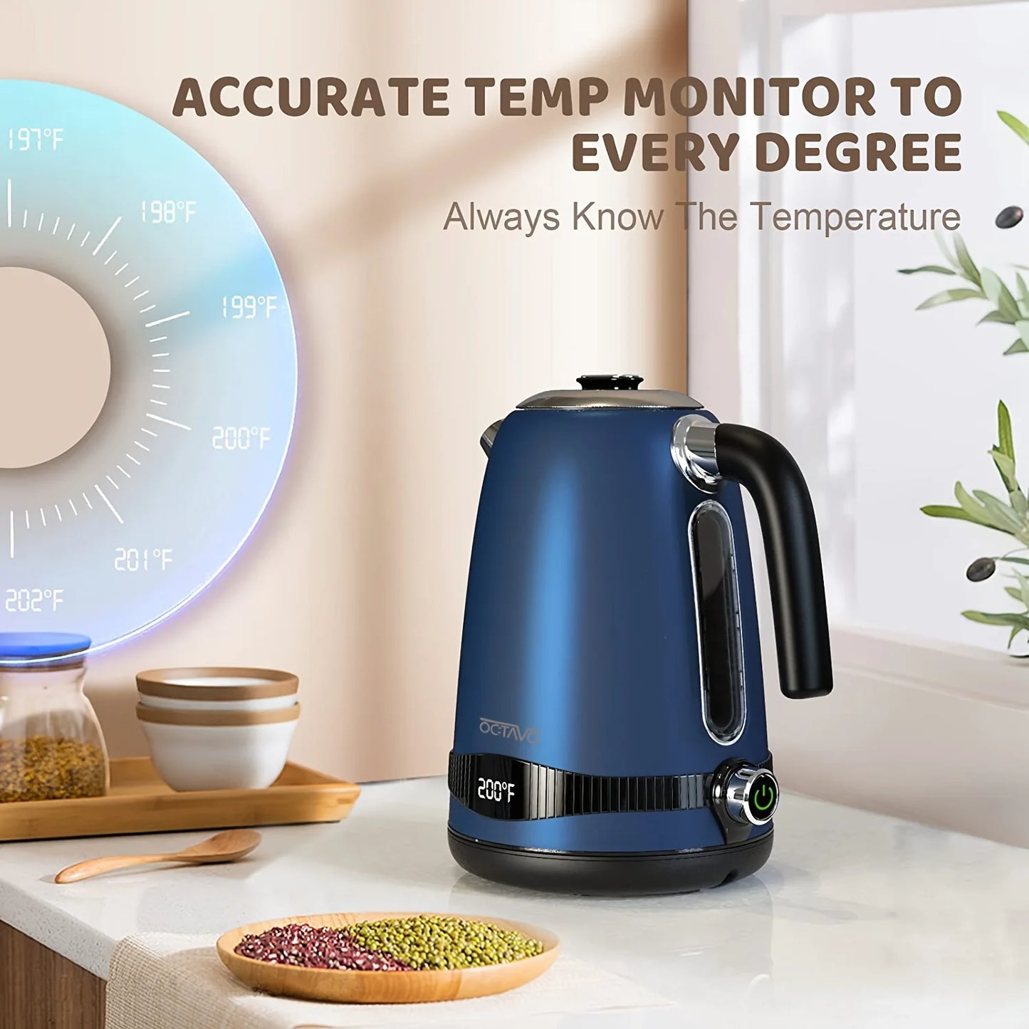 1.7L Electric Kettle: 7 Temp Settings, LED Display, Fast Boil