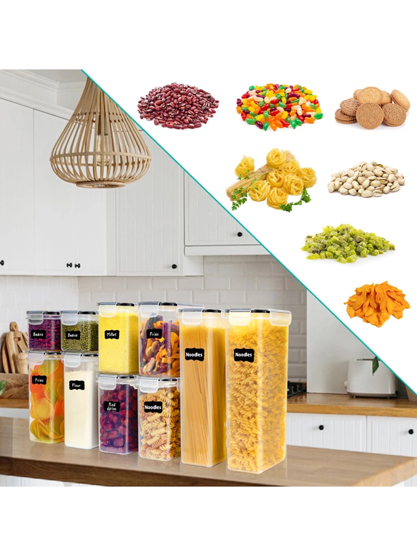 15-Piece Stackable Food Storage Container Set with Labels