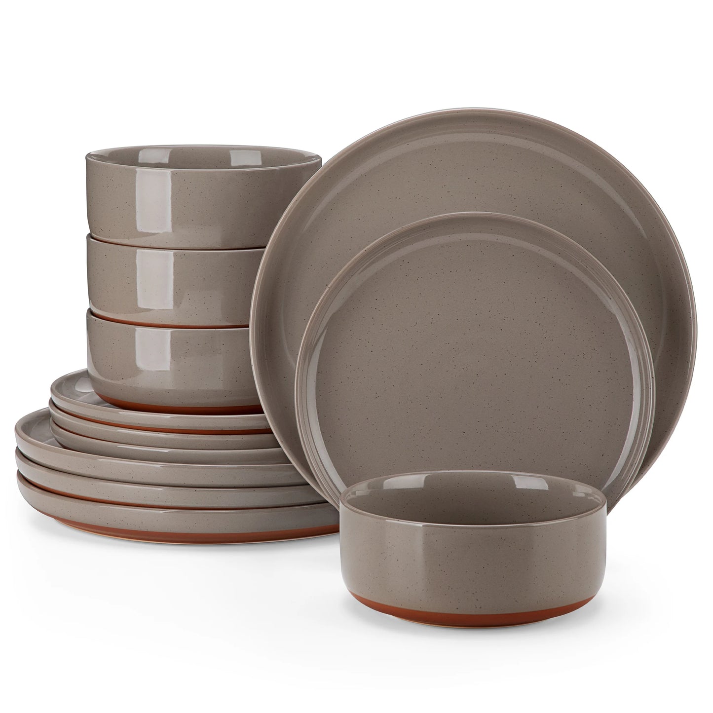12/24-Piece Elegant Dinnerware Set - Stoneware Plates & Bowls