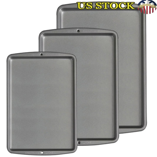 3-Piece Non-Stick Baking Sheet Set: Perfect for Cookies & More!