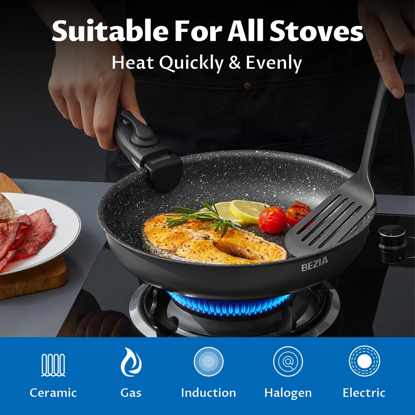 13-Piece Detachable Handle Induction  Cookware Set: Non-Stick Pots & Pans for All Stoves