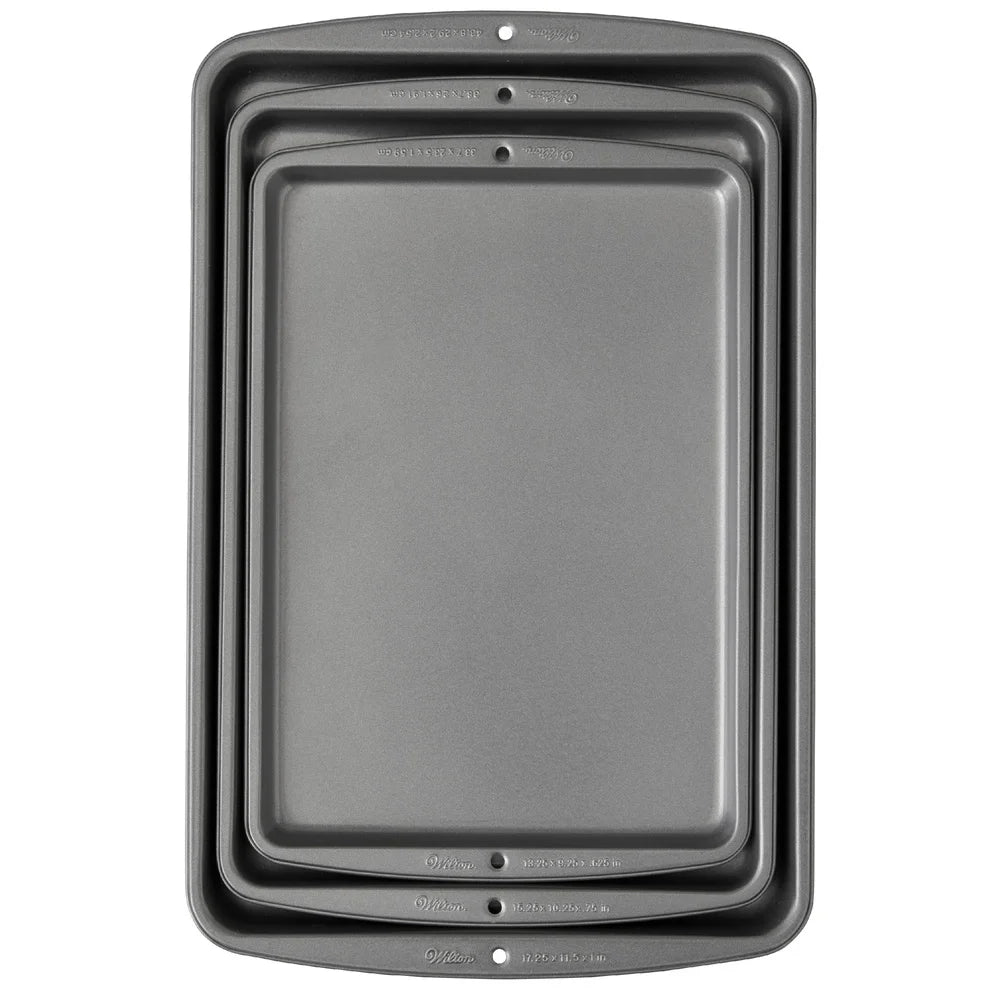 3-Piece Non-Stick Baking Sheet Set: Perfect for Cookies & More!