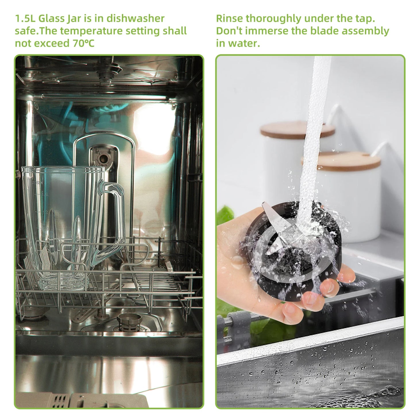 BioloMix Powerhouse 1300W Blender: 2-in-1 Smoothie Maker with Glass Jar