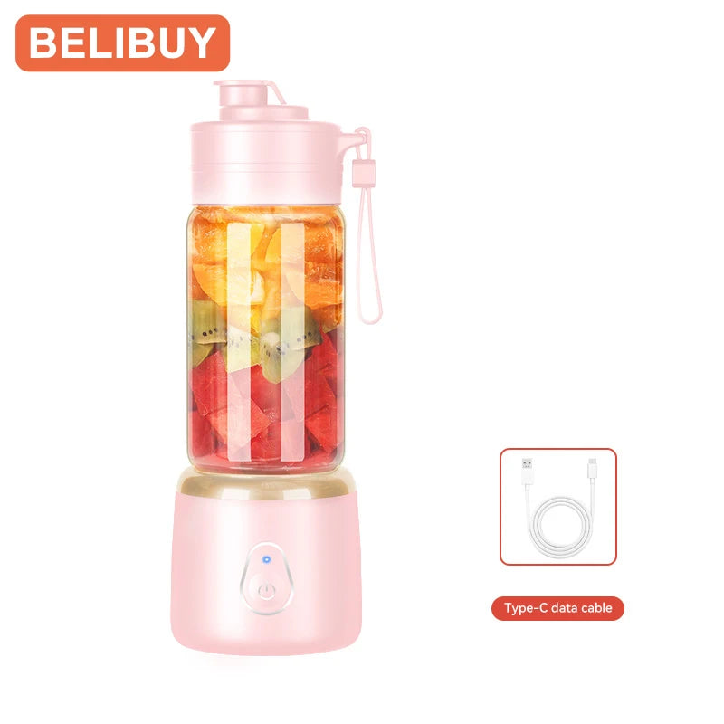 Portable Smoothie Blender: 600ML USB Rechargeable Juice Maker