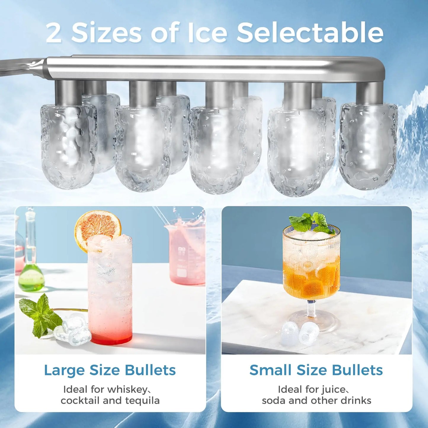 Countertop Ice Maker | Makes Ice in 6 Minutes with Self-Cleaning Function | 26.5lbs/24H