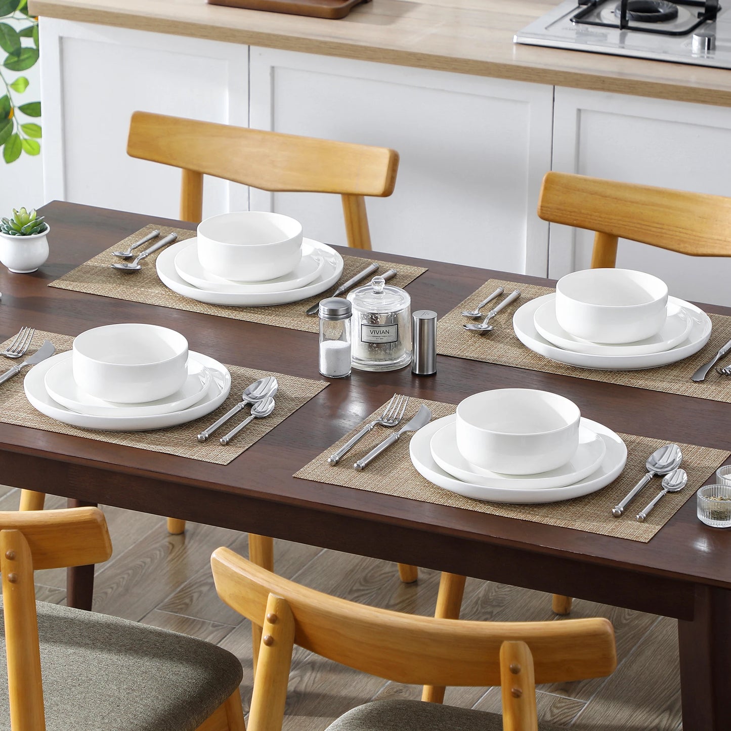 12/24-Piece Porcelain Dinnerware Set - Cartoon Design, Microwave & Dishwasher Safe