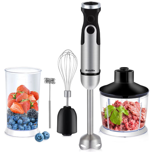 5-in-1 Immersion Blender: Powerful 1200W Hand Blender with Chopper & Whisk