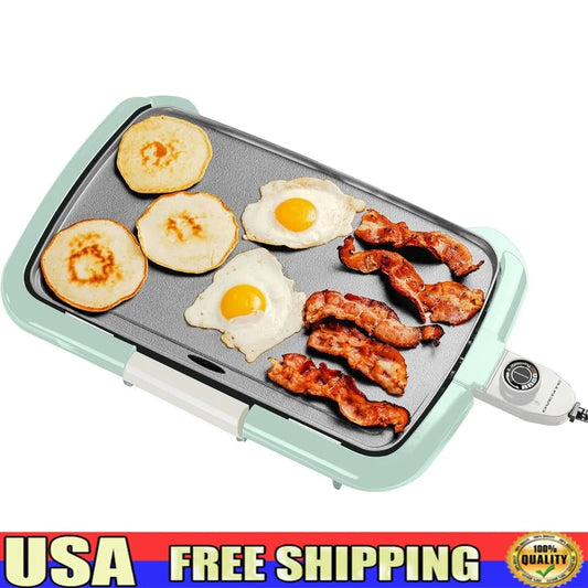 XMSJ 16" x 10" Non-Stick Electric Griddle | Adjustable Temperature Control