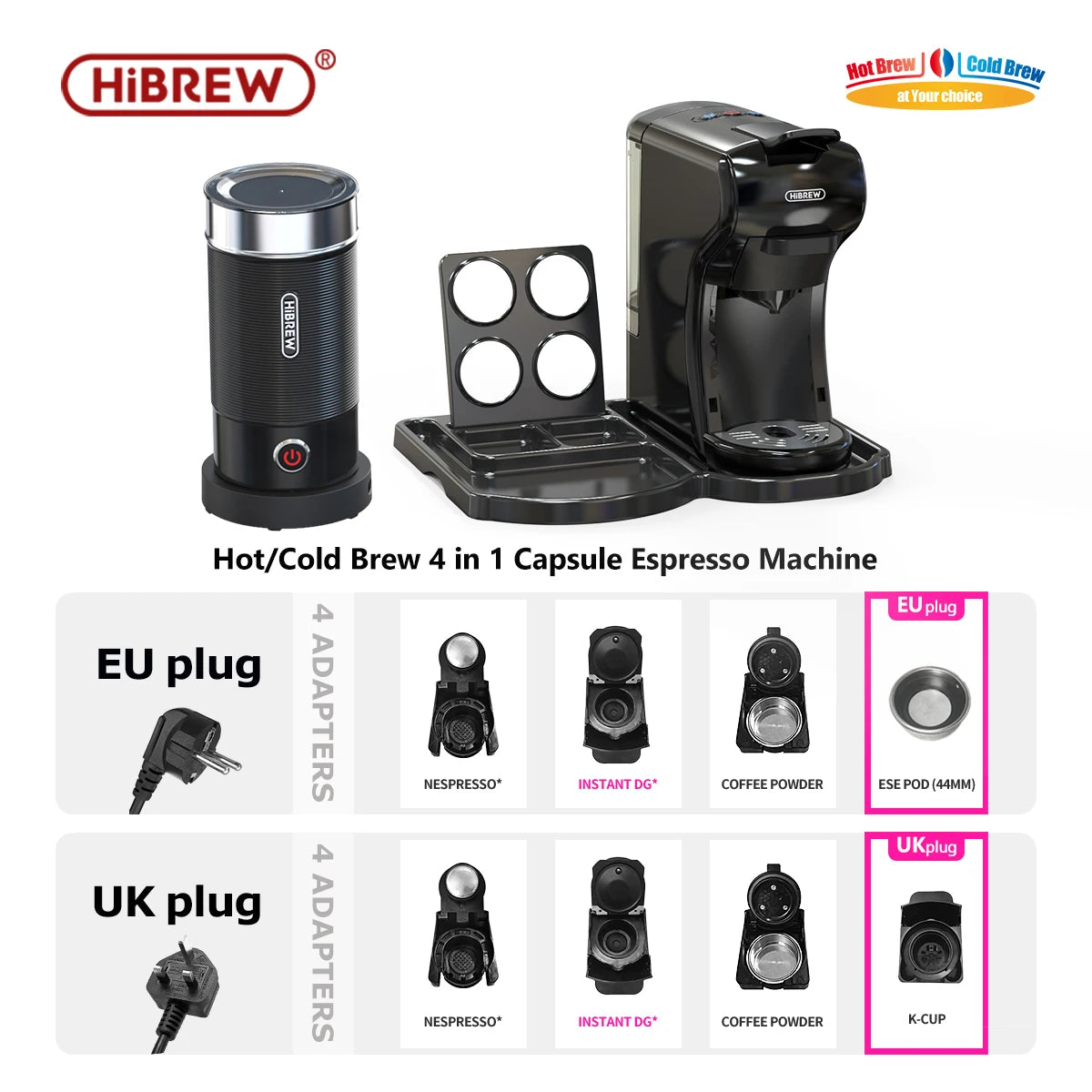 4-in-1 Espresso Machine: Hot, Cold, Capsule & Ground Coffee