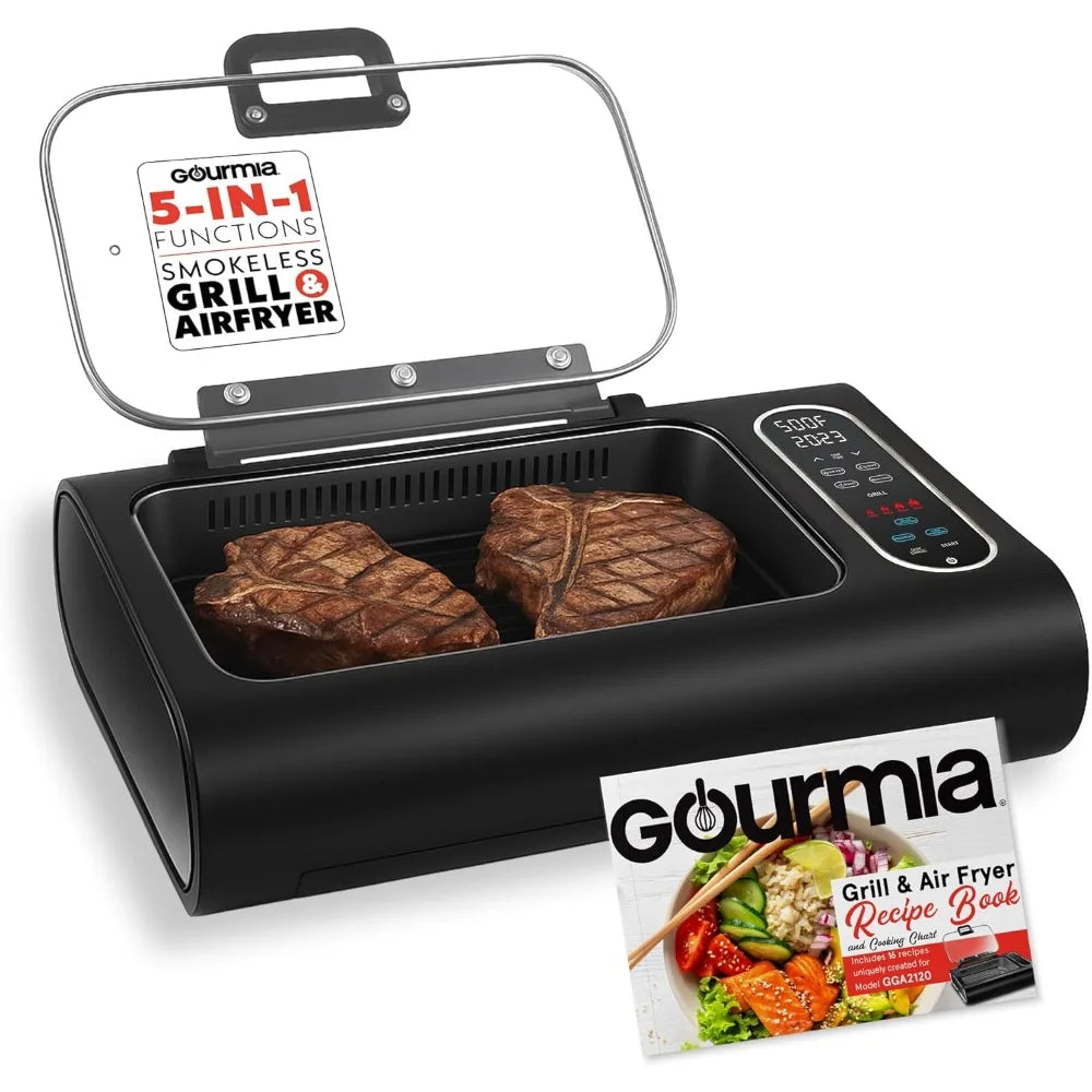 Gourmia5-in-1 Smokeless Grill & Air Fryer: Indoor Grilling Perfection